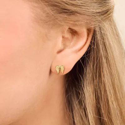 Angel Wings Studs in 14K Yellow Gold - Image 3
