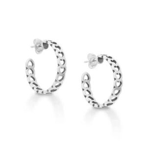 Tiny Hearts Hoop Earrings in Sterling Silver or 14K Yellow Gold