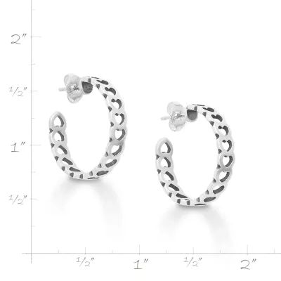 Tiny Hearts Hoop Earrings in Sterling Silver or 14K Yellow Gold - Image 6