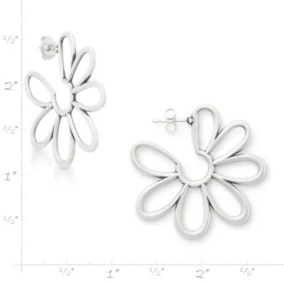 Floral Hoop Earrings in Sterling Silver - Image 5