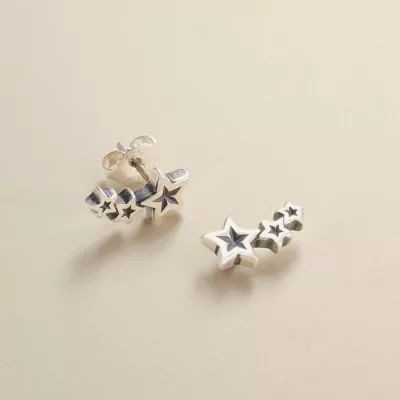 Twinkling Stars Ear Climber Earrings in Sterling Silver - Image 4