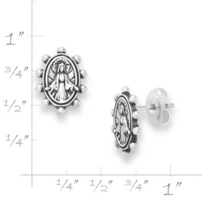 Virgin Mary Stud Earrings in Sterling Silver - Image 6