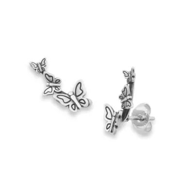 Dancing Butterfly Ear Climber Earrings in Sterling Silver - Image 3
