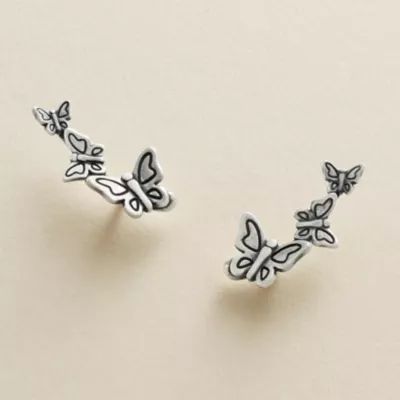 Dancing Butterfly Ear Climber Earrings in Sterling Silver - Image 4