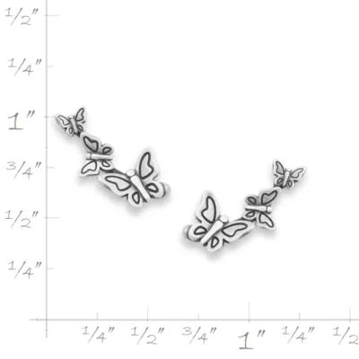 Dancing Butterfly Ear Climber Earrings in Sterling Silver - Image 5