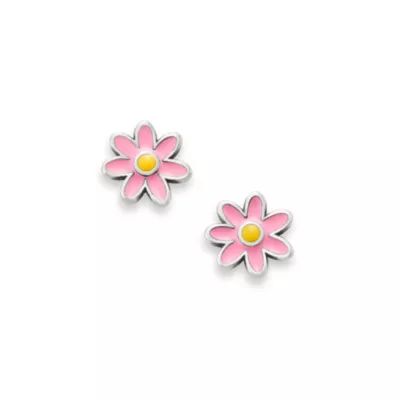 Enamel Mini Flower Studs in Sterling Silver