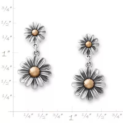 Blooming Daisies Dangle Earrings in Sterling Silver and Bronze - Image 6