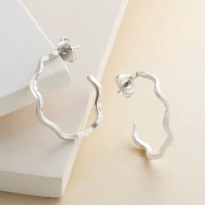Squiggle Hoop Earrings in Sterling Silver - Image 2