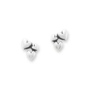 Gathered Heart Studs in Sterling Silver