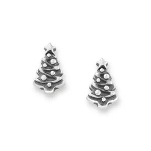 Petite Christmas Tree Studs in Sterling Silver