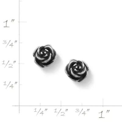 Rose Ear Stud Earrings in Sterling Silver or 14K Yellow Gold - Image 4