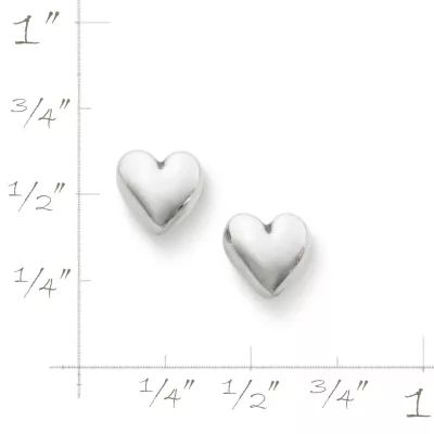 Solid Heart Stud Earrings in Sterling Silver or 14K Yellow Gold - Image 3