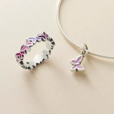 Enamel Mini Butterfly Charm in Sterling Silver - Image 3