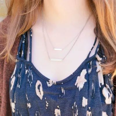 Engravable Horizon Necklace in Sterling Silver or 14K Yellow Gold - Image 5