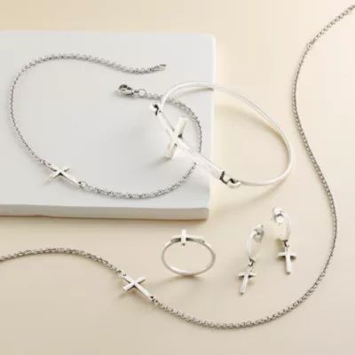 Horizon Cross Anklet in Sterling Silver - Image 3