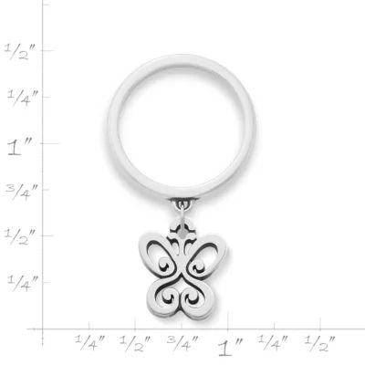 Small Spring Butterfly Charm Dangle Ring in 14K Yellow Gold - Image 2