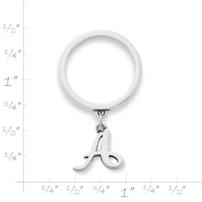 Small Script Initial Charm Dangle Ring in 14K Yellow Gold - Image 4