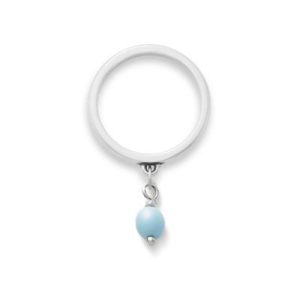 Glass Enhancer Bead Dangle Ring in Sterling Silver