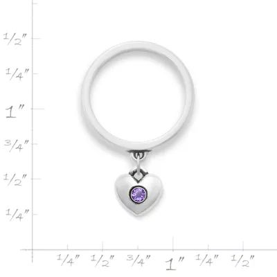 Keepsake Heart Birthstone Charm Dangle Ring in 14K Yellow Gold - Image 2