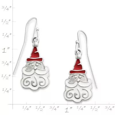 Enamel Santa Earrings in Sterling Silver - Image 3
