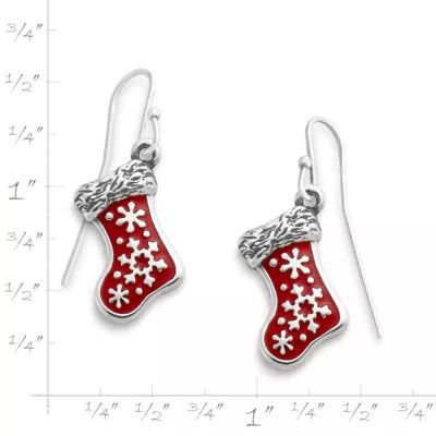 Enamel Christmas Stocking Earrings in Sterling Silver - Image 2