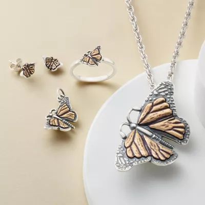 Monarch Butterfly Pendant in Sterling Silver and Bronze - Image 4