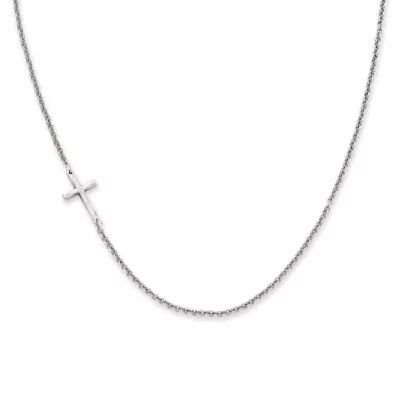 Horizon Cross Necklace in Sterling Silver or 14K Yellow Gold