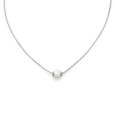 Beaded Cultured Pearl Slider Necklace in Sterling Silver