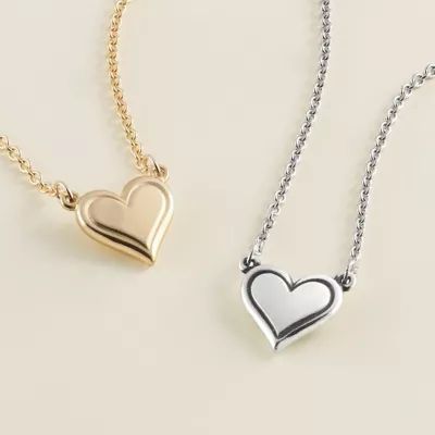 Delicate Heart Necklace in Sterling Silver or 14K Yellow Gold - Image 4