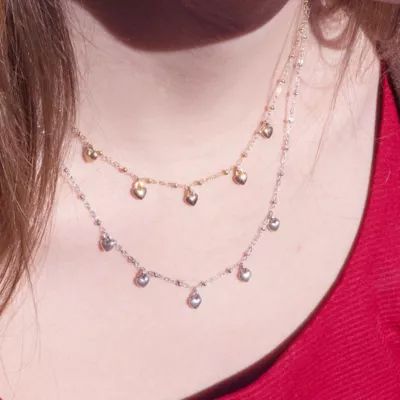 Heart Drops Necklace in Sterling Silver or 14K Yellow Gold - Image 6