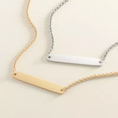 Engravable Horizon Necklace in Sterling Silver or 14K Yellow Gold - Image 4