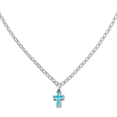 Enamel Petite Cross Necklace in Sterling Silver
