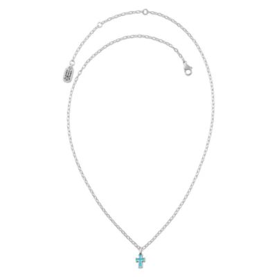 Enamel Petite Cross Necklace in Sterling Silver - Image 2