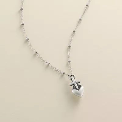 Sacred Heart Necklace in Sterling Silver - Image 3