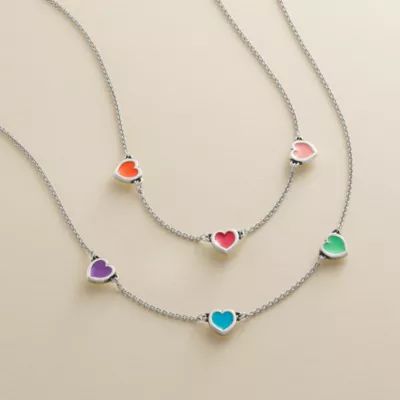 Enamel Connected Hearts Necklace in Sterling Silver - Image 3