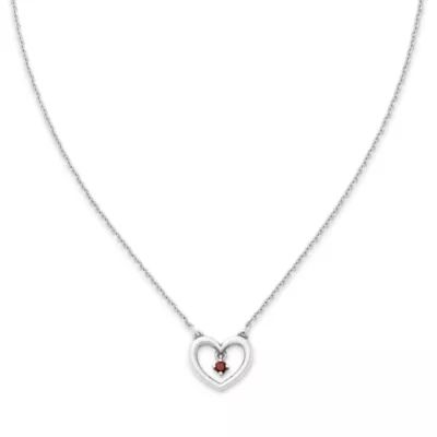 Dancing Gemstone Heart Necklace in Sterling Silver