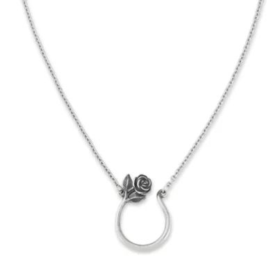 Rose Changeable Charm Holder Necklace in Sterling Silver