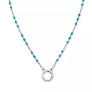 Enamel Beaded Chain Changeable Charm Holder Necklace in Sterling Silver