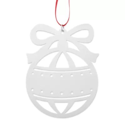 Christmas Bauble and Bow Ornament in Sterling Silver