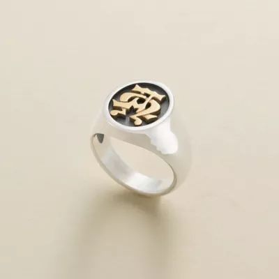 Alpha and Omega Ring in Sterling Silver and 14K Yellow Gold - Image 2