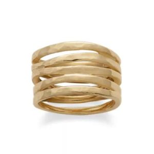 Stacked Hammered Ring in 14K Yellow Gold