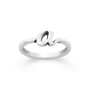 Script Initial Ring in Sterling Silver or 14K Yellow Gold