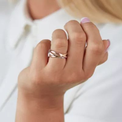 Entwined Trio Combo Ring in 14K Yellow, White and Rose Gold - Image 2