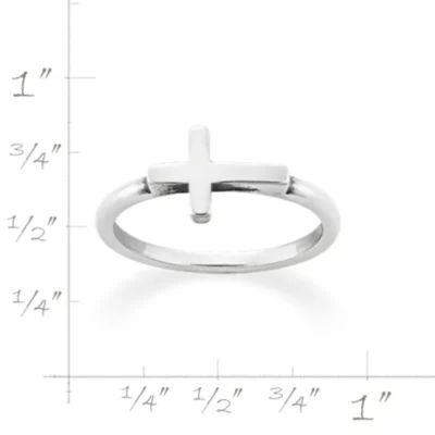 Horizon Cross Ring in Sterling Silver or 14K Yellow Gold - Image 4