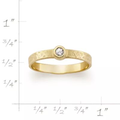 Petite Hammered Gemstone Ring in 14K Yellow Gold - Image 3