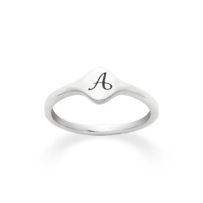 Petite Signet Initial Ring in Sterling Silver