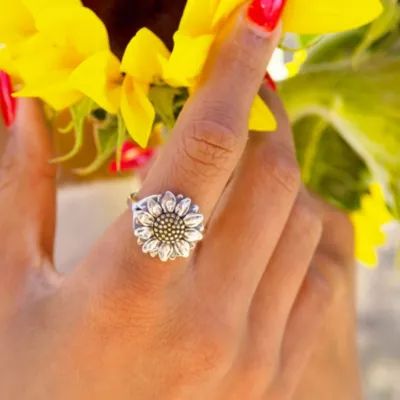 Wild Sunflower Ring in Sterling Silver and Bronze - Image 6