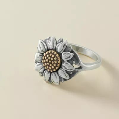 Wild Sunflower Ring in Sterling Silver and Bronze - Image 3