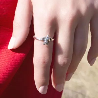 Sea Turtle Ring in Sterling Silver - Image 3