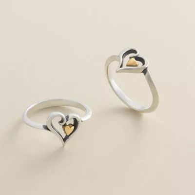Delicate Joy of My Heart Ring in Sterling Silver and 14K Yellow Gold - Image 2
